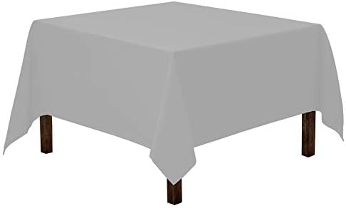 Gee Di Moda Square Tablecloth - 52 x 52 Inch Silver Table Cloth for