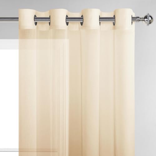 DWCN Taupe Ombre Sheer Curtains 84 Inches Long for Living Room 2