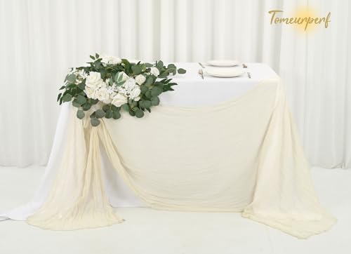 16 Pack 10Ft Cheesecloth Table Runner Ivory, 20 x 120 Inch Rustic