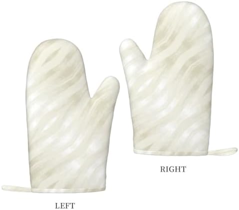 Textured Noble Light Beige and White Oven Mitts 2 Pack Kitchen Heat