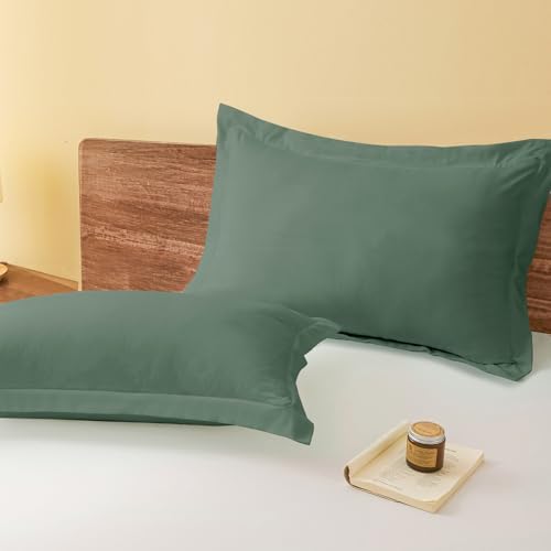 King Pillow Shams Set of 2 Sage Green Pillow Shams Soft Microfiber