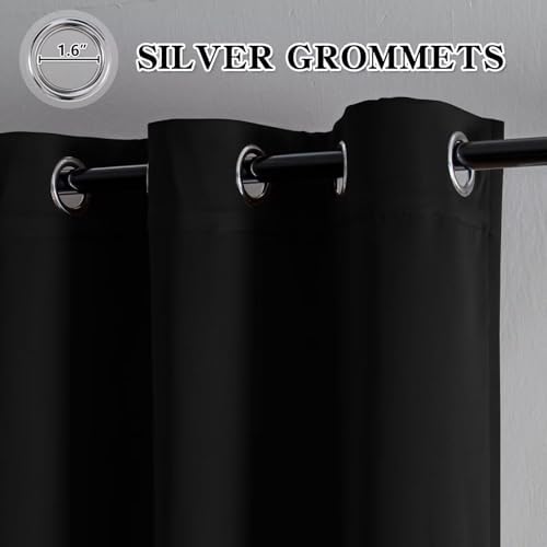 Blackout Curtain Drapes for Bedroom Grommet(W52 x L96,Black)