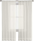 Solid Color Sheer Curtains 108 Inches Long, Beige Sheer Window