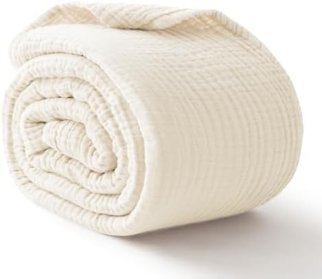 100% Cotton Muslin Blankets for Adults, 6-Layer Large Throw, 50 x 70