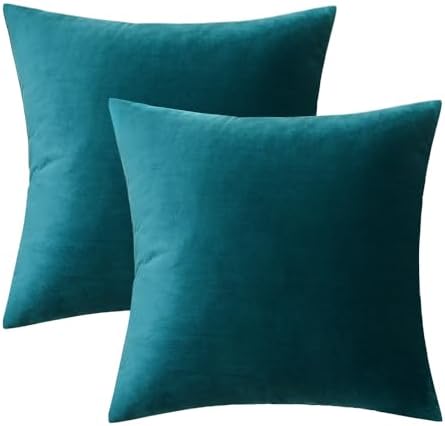 MIULEE Velvet Throw Pillow Covers 20x20 Inch Pack of 2 Teal