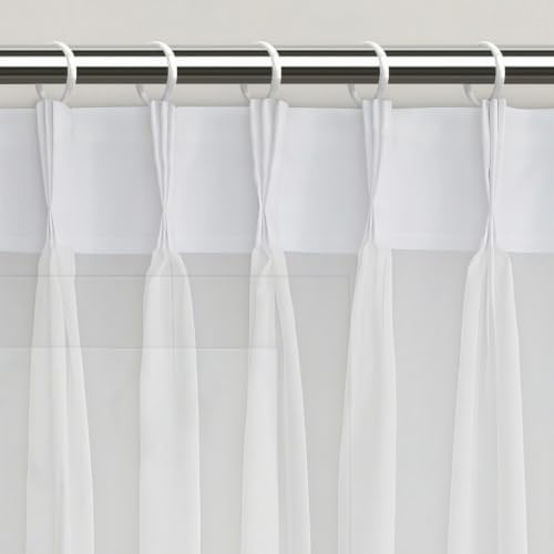Triple Pleated Cream White Sheer Curtains Extra Long Tulle 96 Inches