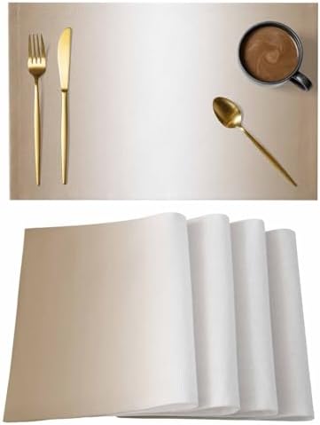 Placemats Set of 8, Beige White Ombre Woven Placemat, Linen Place Mats
