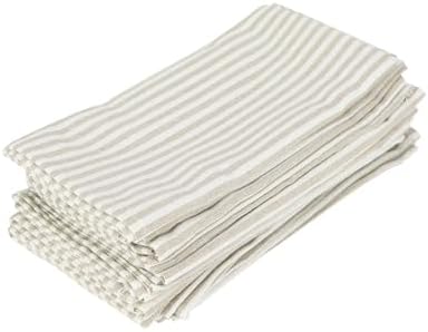 24 Pcs Plain Striped Linen Napkins Cotton Blended Dinner Cloth Tea