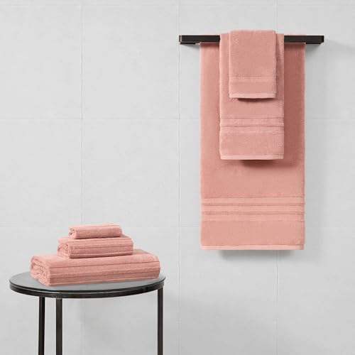 Nine West Sofia Bath Towel 6-Piece Set Peach Beige 100% Cotton Bath