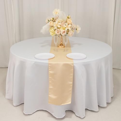 6 pcs 12 x 108 inch Beige Satin Table Runners Lustrous Wedding Table