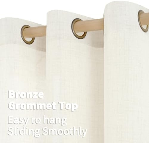 YoungsTex Ivory Linen Curtains 63 Inch Length for Living Room Window