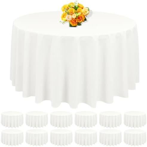 12 Packs 90 Inch Ivory Round Polyester Tablecloths