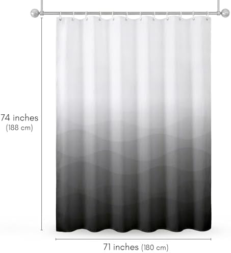 Americanflat 71x74 Wave Grey Ombre Shower Curtain - Water-Resistant