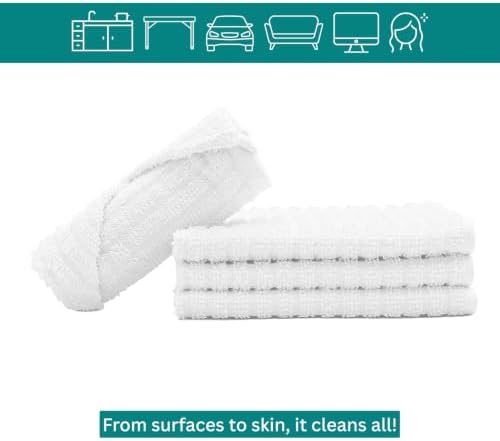 Looperry Ribbed Bar Mop Towels White Terry Cloth Dish Rags, Cotton