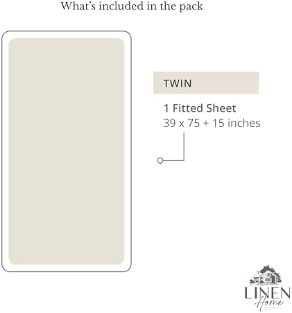 Linen Home 100% Cotton Percale Twin Size Fitted Sheet only, Light