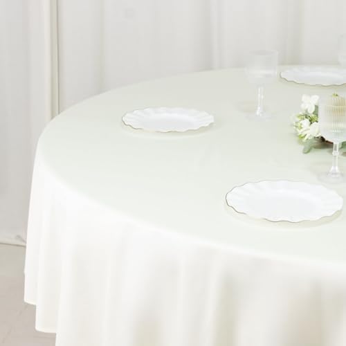 EfavormartFire Retardant 90" Round Scuba Polyester Tablecloth – Ivory