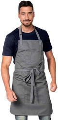 Under NY Sky Chef Apron, Smart Pockets, Cotton Straps, Unisex, Gray