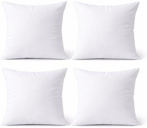 20 x 20 Throw Pillow Inserts, Set of 4 Hypoallergenic Square Form
