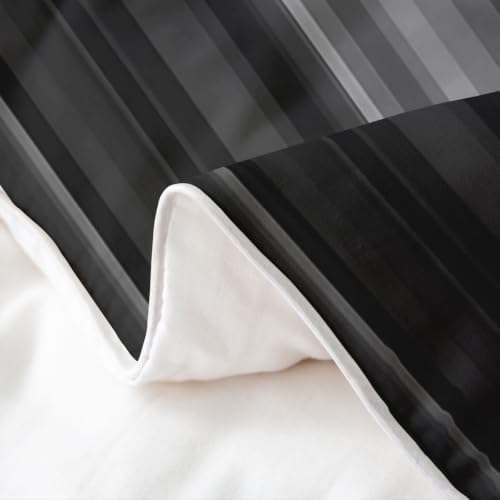Feelyou Abstract Gray Black Striped Duvet Cover 100% Cotton Soft King