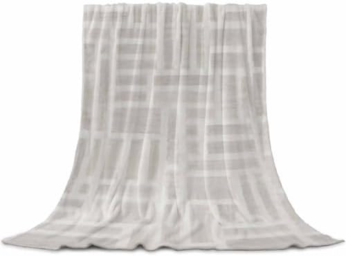 Light Gray Cream Throw Blanket for Couch, Minimalist Contemporary