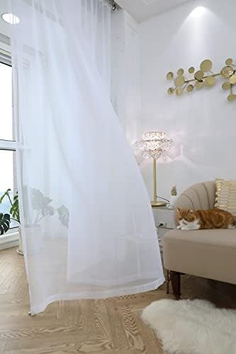 PHILEASY Window Ivory Sheer Curtains 108 Inches Long 2 Panels Sheer