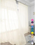 LONGTAI Window Beige Sheer Curtains 120 Inches Long 2 Panels Sheer