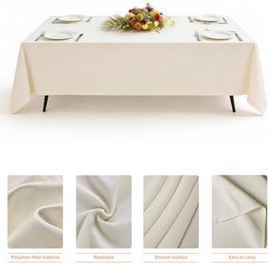 Goodluck 2 Pack Ivory Rectangular Tablecloth 60 x 102 Inch, Washable