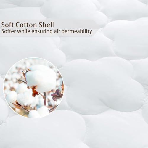 WhatsBedding Waterproof Mattress Topper Queen Size Cotton Top Down