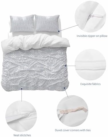 LooPoP Duvet Cover Set Full SizeBoho Floral Comforter Sets 3 Pieces