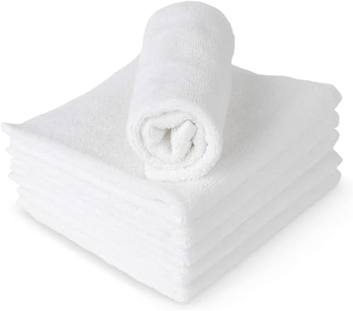Home Style Essential 100% Cotton White Wash Cloths, 12X12 in, 10/Pack