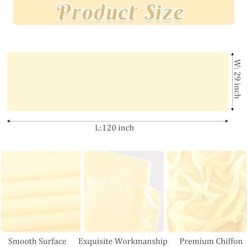 6 Pack 10Ft Beige Chiffon Table Runner 29x120 Inches Sheer Fabric