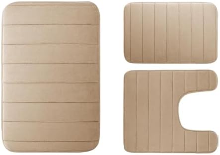 3 Pcs Bath Mats Non Slip Memory Foam Bathroom Soft Rugs Water
