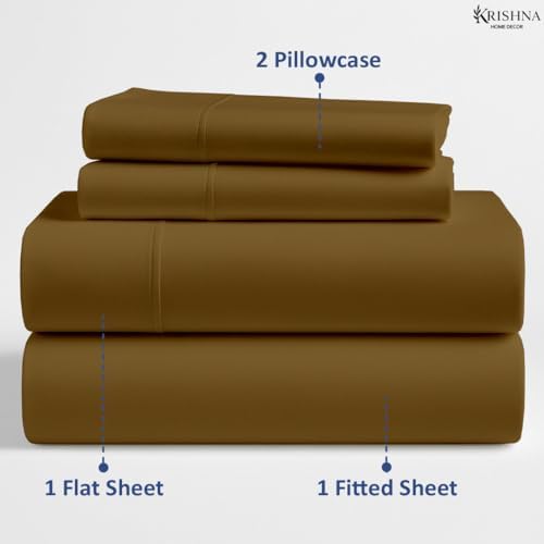 KRISHNA Premium 4 Piece Egyptian Cotton Twin XL Sheet Set, Soft