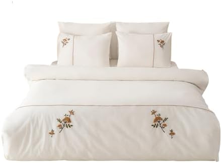 100% Cotton Duvet Cover Bedding Set | 6-Piece Embroidered Duvet Cover
