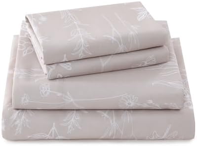 Yibeizi Taupe Floral Sheets King Size Boho Patterned Bed Sheet Set
