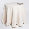 SARO 90 in. Round Burlap Tablecloth - Ivory