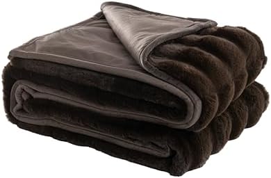 Mon Chateau 60" x 70" Hearthside Faux Fur Throw Blanket, Chestnut