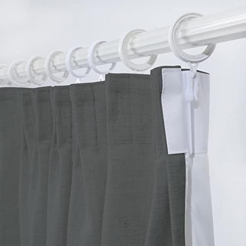 2 Panels Pinch Pleat Linen Curtains 108 Inches Long for Living Room