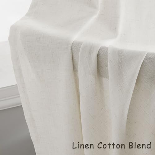 Aersas Extra Long Linen Curtains 110 Inches for Living Room Grommet