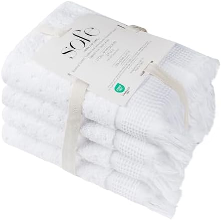 SOFE H&L | NADIAS Decorative Turkish Hand Towels, Set of 4 | White