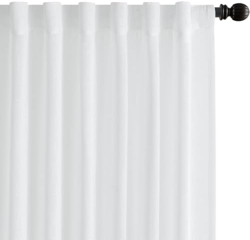 VISIONTEX Back Tab Linen Curtains 2 Panels 96 Inches Long White