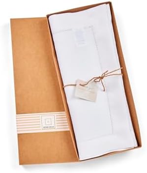 Home Ekaa 100% Pure Linen Hemstitch White Table Runner 120 Inch Long
