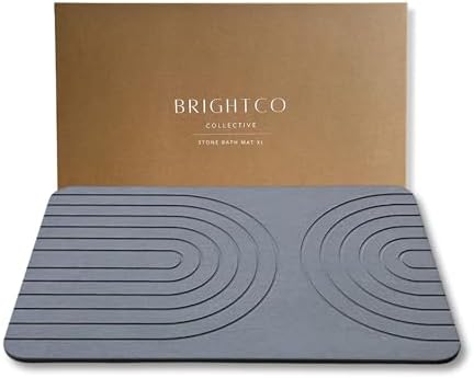 (30x17in) BrightCo XL Stone Bath Mat – Quick Dry Diatomaceous Earth