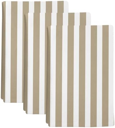 Khaki and White Striped Kitchen Towels Set of 3, Gradient Geometric