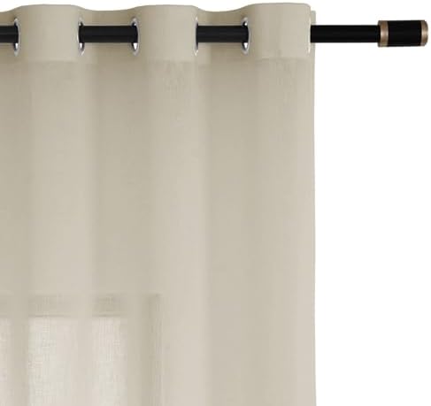 Fcosie 52" Wx108 L Semi Sheer Curtains with Silver Grommets Natural