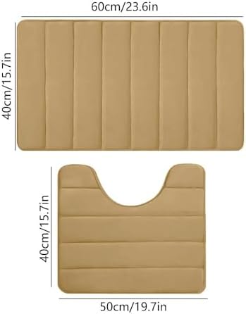 Ultra Water Absorbent Memory Foam Bathroom Rugs Set 2 Piece Non-Slip