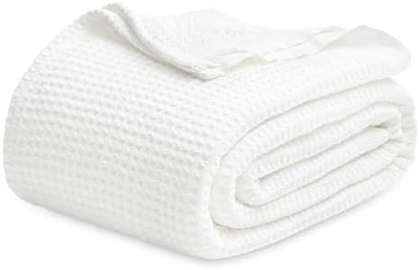 Bedsure Sherpa Blanket Grey King & Cotton Waffle Blanket White King