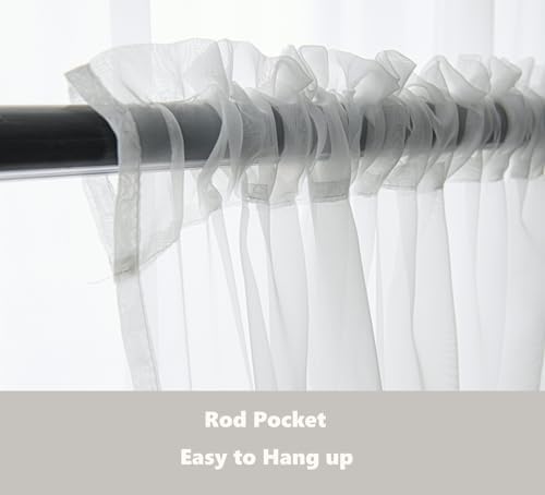 PI Sheer Curtain 108 Inches Long,Light Window Drapery Soft Airy Voile
