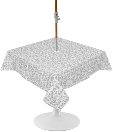 Square Outdoor Tablecloth with Umbrella Hole Vintage Gray Outside