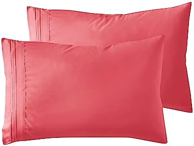 Nestl Coral Pink Pillow Cases Queen Size Set of 2, Soft Queen Pillow